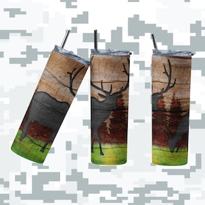 Deer Hunting 20oz , Sublimation Tumbler Designs, Hunting Tumbler  9.2 x 8.3” Straight Tapered Skinny Tumbler Wrap PNG | Hunting Png, Camo