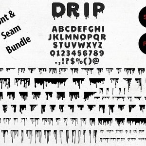 Alphabet Drip and Seam Bundle | Dripping Letters | Drip Seams | Dripping Font & Seam Bundle | Svg Png Files | Sublimation | Instant Download