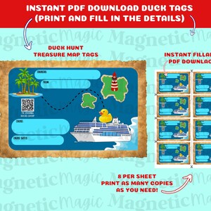 Printable Cruise Duck Tags: Treasure Map Design (PDF Download)