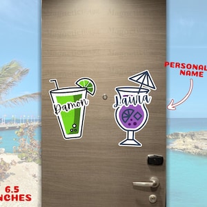 Personalized Cruise Drink Magnet: Tropical Cabin Door Decor