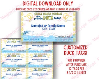Customized Cruise Duck Tags | PDF File for Any Cruise Line (Digital Download)