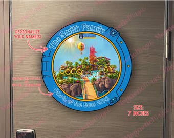 Personalized Coco Cay Cruise Door Magnet | Custom Family Travel Ship Sign