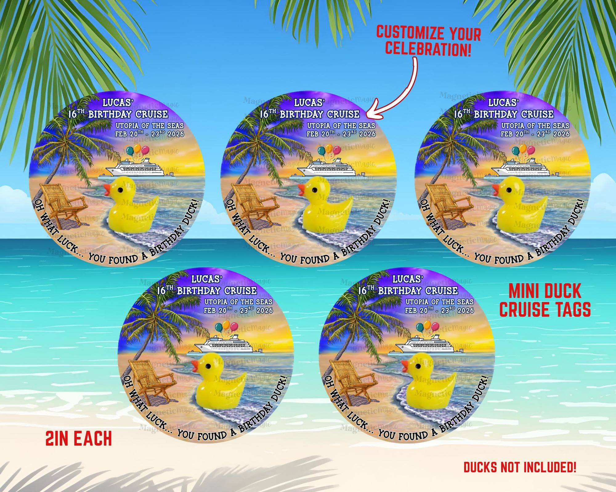 Personalized Cruise Duck Mini Tag Labels | Fun Cruising Tags| Compact ...