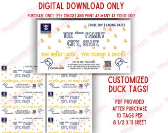 Customized Cruise Duck Tags | Any Cruise Line | PDF Download