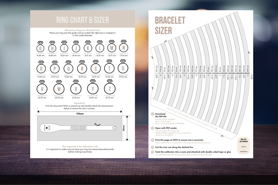Printable Ring &amp; Bracelet Sizer, Printable Ring Sizer, Printable ...