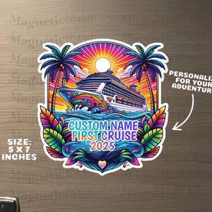Calamita personalizzata per porta First Cruise: decorazione per cabina di nave da crociera (5x7 pollici)