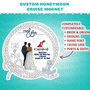 Honeymoon Cruise Magnet| Personalized Cruise Magnet| Bride and Groom Magnet| Fun Cruise Cabin Magnet| Wedding Decor Cruise Essential