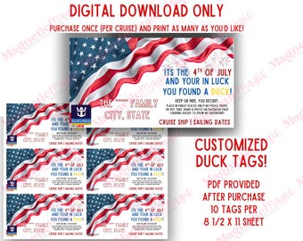 Customized 4th of July Cruise Duck Tags | NOT an instant download | Ducks Tags ANY Cruise Line