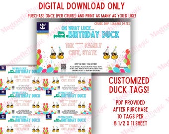 Customized Birthday Cruise Duck Tags | NOT an instant download | Ducks Tags ANY Cruise Line| Printable Tags for Cruise Ship Ducks