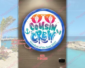 Personalized Cousin Crew Door Magnet: Cruise Ship Cabin Decor (7x7 inches)