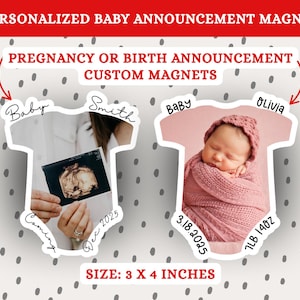Benutzerdefinierte Baby Ankündigung Kühlschrankmagnet | Magnetischer Ultraschall Magnet | Baby-Andenken-Magnet | Stichtag Kühlschrankmagnet