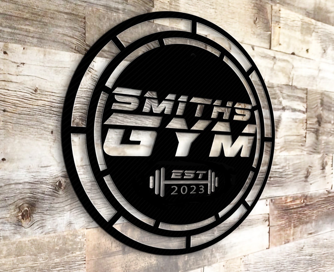 Home Gym Sign Custom Metal Gym Sign Personalized Black Gym Etsy