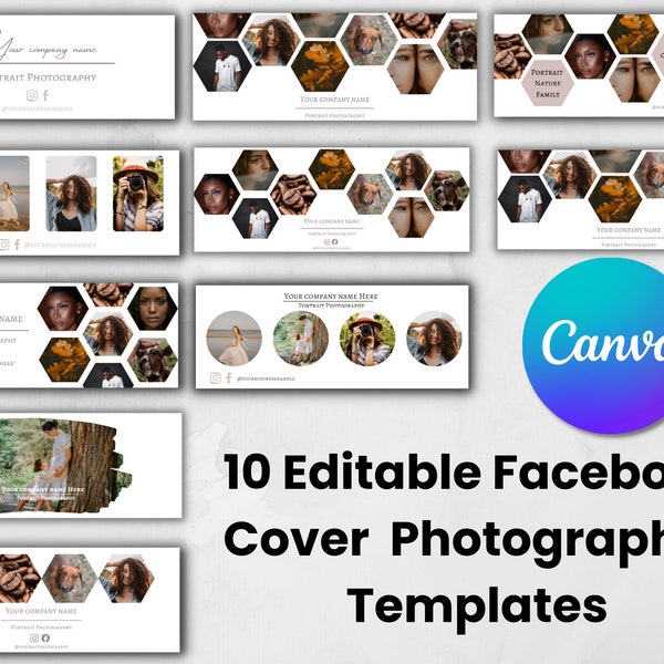 Photography Facebook Cover, Photography Template Bundle, Photography Template Canva, Facebook Cover Template For Photographers, Facebook