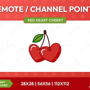 Twitch Red Heart Cherry Emote | Channel Points / Stream Graphics | Cherry / Red Cherry / Fruit / Cute / Premade