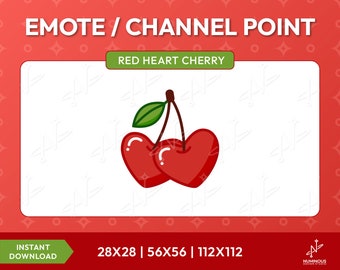 Twitch Red Heart Cherry Emote / Channel Points / Stream Graphics / Cherry / Red Cherry / Fruit / Cute / Premade