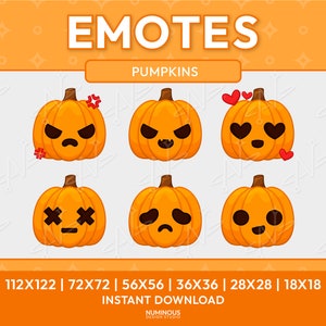 Pacchetto emote zucca di Halloween / Emote Twitch / Grafica in streaming / Discord / Zucca / Stagionale / Carina