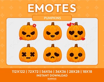 Paquete de gestos de calabaza de Halloween / Gestos de Twitch / Gráficos de transmisión / Discord / Calabaza / Estacional / Lindo