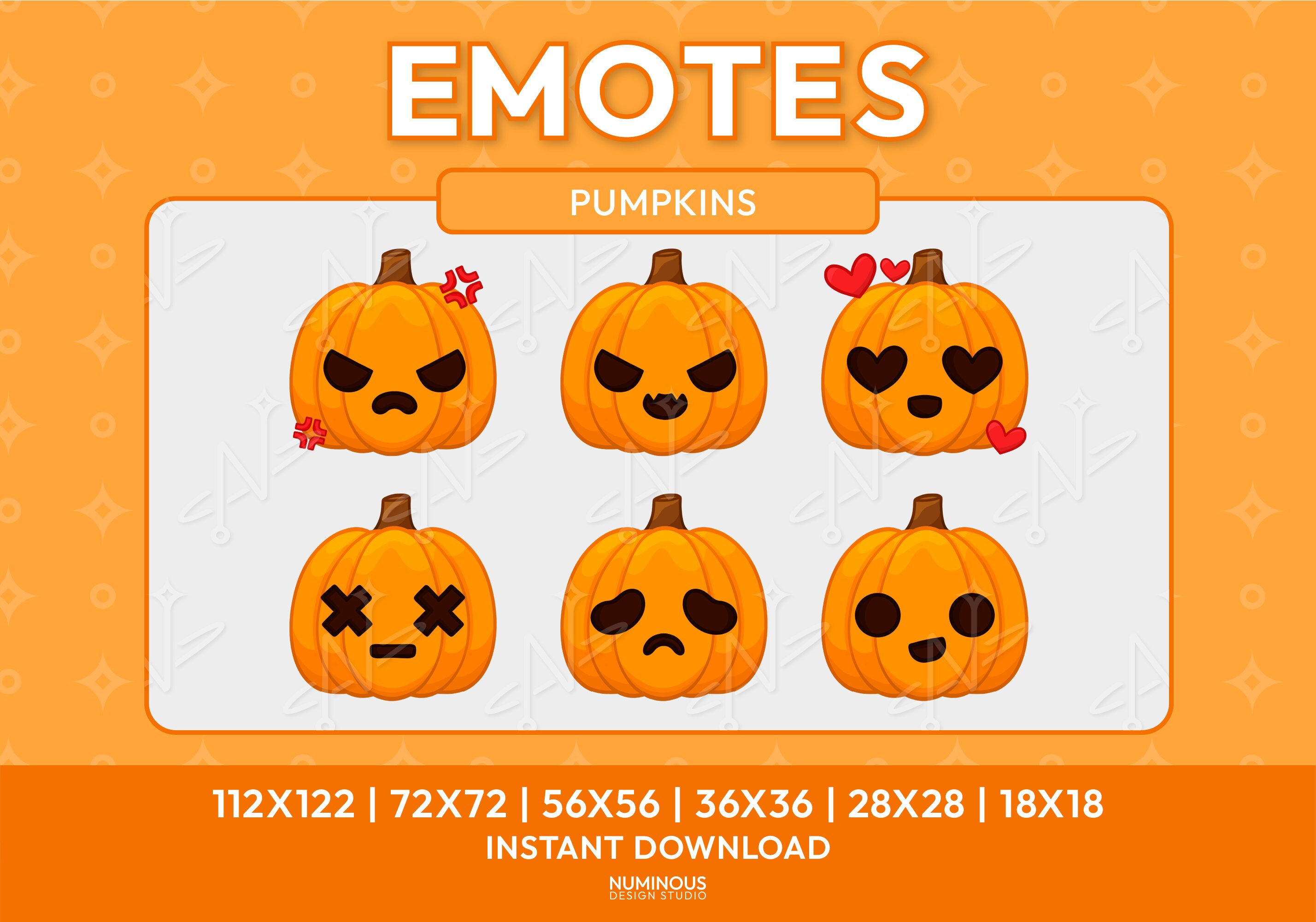 Pacchetto emote zucca di Halloween / Emote Twitch / Grafica in streaming / Discord / Zucca / Stagionale / Carina