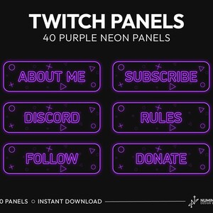 Lila Neon Twitch Panels | 40 Panels | Stream Panel / Neon Panel / Leuchtendes Neon Panel / Lila Twitch Panel | Sofort Download