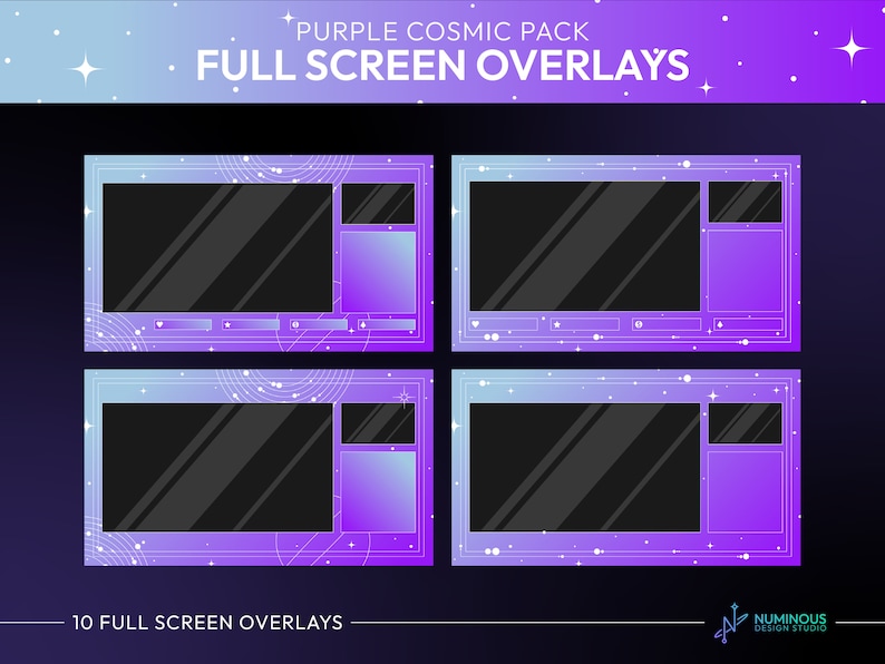 Overlay Activity Purple Cosmic Animated Twitch Stream Overlay Package | Screens, Alerts ...