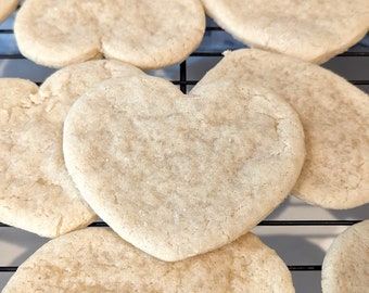 Vegan Gluten-Free Sugar Cookies Heart Shape Valentine's Day Undecorated