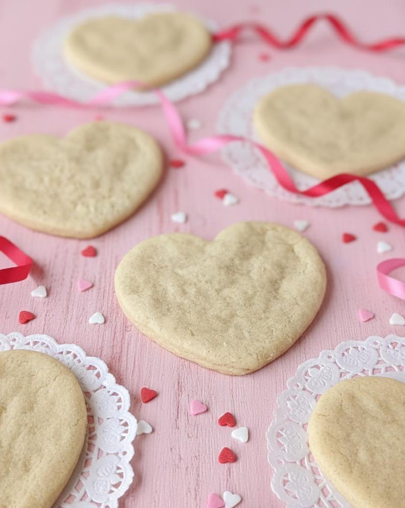 Vegan Sugar Cookies Heart Shape Valentine's Day Undecorated - Gluten Free Option Available! image 2