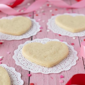 Vegan Sugar Cookies Heart Shape Valentine's Day Undecorated - Gluten Free Option Available! No Gift Ribbon