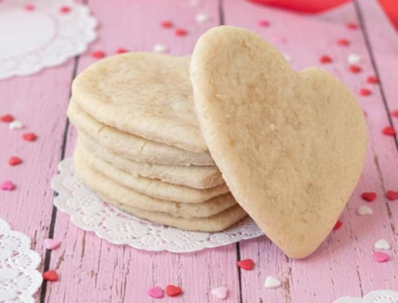 Vegan Sugar Cookies Heart Shape Valentine's Day Undecorated - Gluten Free Option Available! image 3