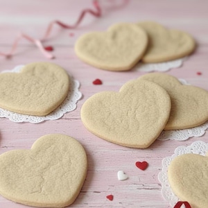 Vegan Sugar Cookies Heart Shape Valentine's Day Undecorated - Gluten Free Option Available!