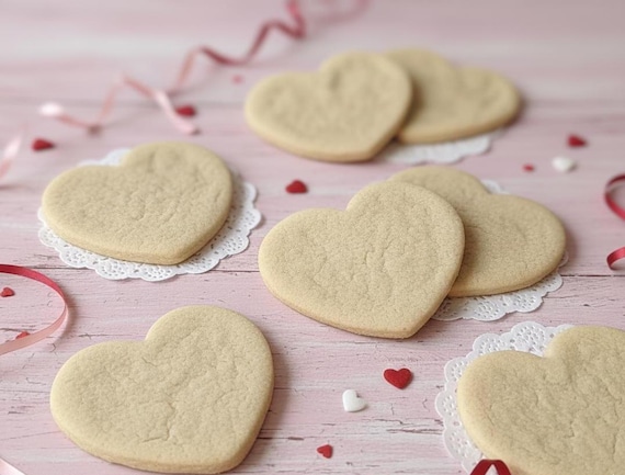 Vegan Sugar Cookies Heart Shape Valentine's Day Undecorated - Gluten Free Option Available!