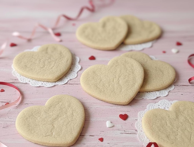 Vegan Sugar Cookies Heart Shape Valentine's Day Undecorated - Gluten Free Option Available! image 1