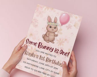 Some Bunny is One Birthday Invitation (Digital Download)
