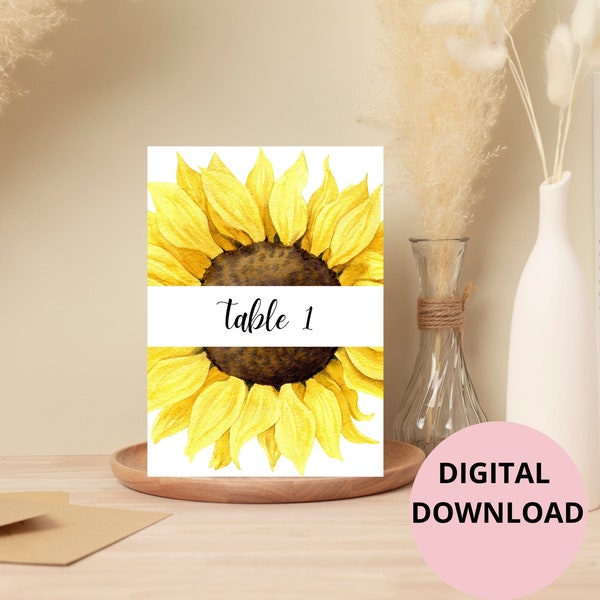 Sunflower Wedding Table Signs, Table Centerpieces, Table Numbers,  Rustic Wedding, Occasions, DIGITAL DOWNLOAD, Nos 1-20