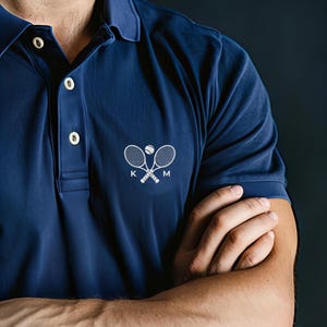 Custom Monogram Tennis Polo Shirt, Personalized Tennis Team Polo, Custom Initials Sports Shirt, Gift for Tennis Players Embroidered Polo Top