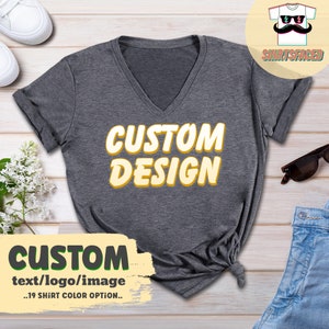 Custom Bella Canvas V-neck T-shirt, Custom Shirt, Personalized Shirt, Custom V-Neck Shirts, Custom Logo, Custom Apparel, V-Neck