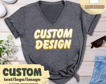 Custom Bella Canvas V-neck T-shirt, Custom Shirt, Personalized Shirt, Custom V-Neck Shirts, Custom Logo, Custom Apparel, V-Neck