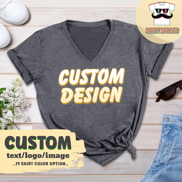 Custom Bella Canvas V-neck T-shirt, Custom Shirt, Personalized Shirt, Custom V-Neck Shirts, Custom Logo, Custom Apparel, V-Neck