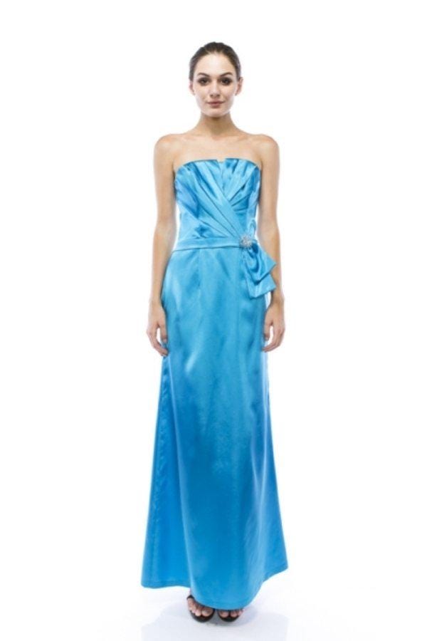Long Strapless Satin Crumb Catcher Dress With Broche CHA705 - Etsy