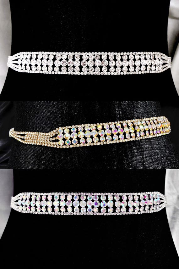 Crystal Jewel Belt With Rhinestones and Tie On/lace up White  display picture 1