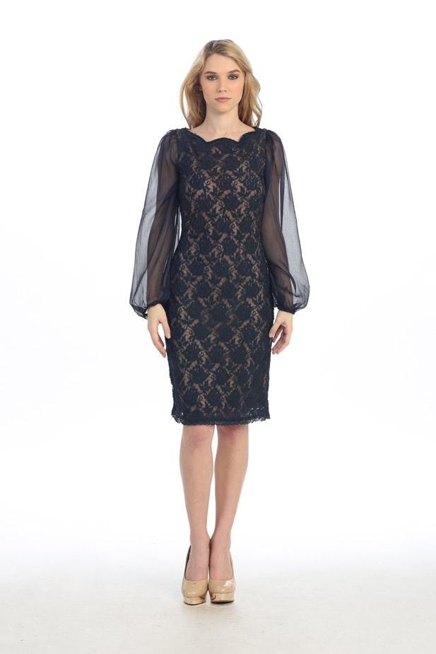 chinese dress ladies Elegant Lace Long Sleeves Prom Dresses Sheer Neck