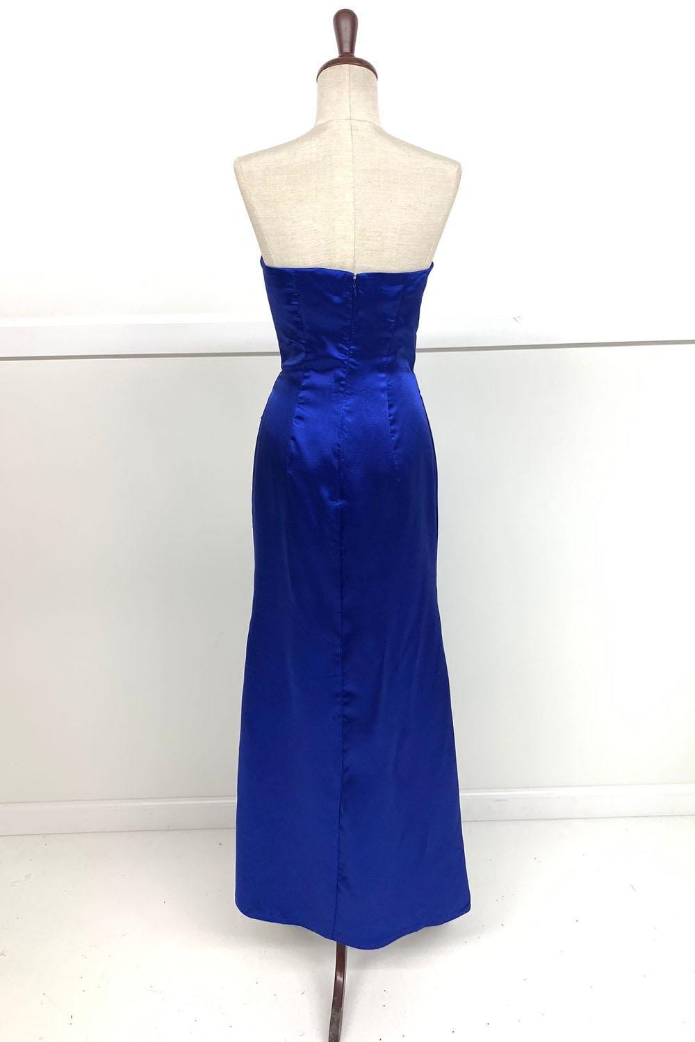Long Strapless Satin Crumb Catcher Dress With Broche CHA705