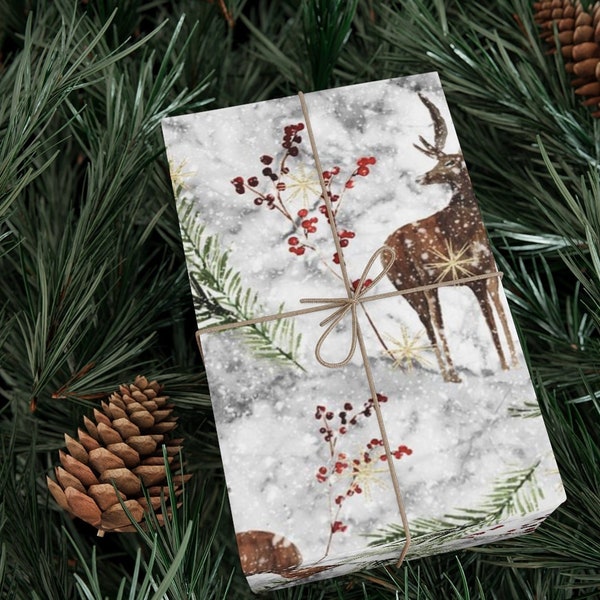 Wrapping Paper: Winter Reindeer, Reindeer Wrapping Paper, Deer Wrapping paper {Gift Wrap, Birthday, Holiday, Christmas}