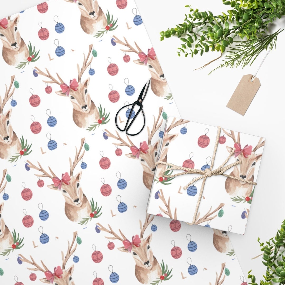 Wrapping Paper Christmas Deer Wrapping Paper, Reindeer Wrapping Paper