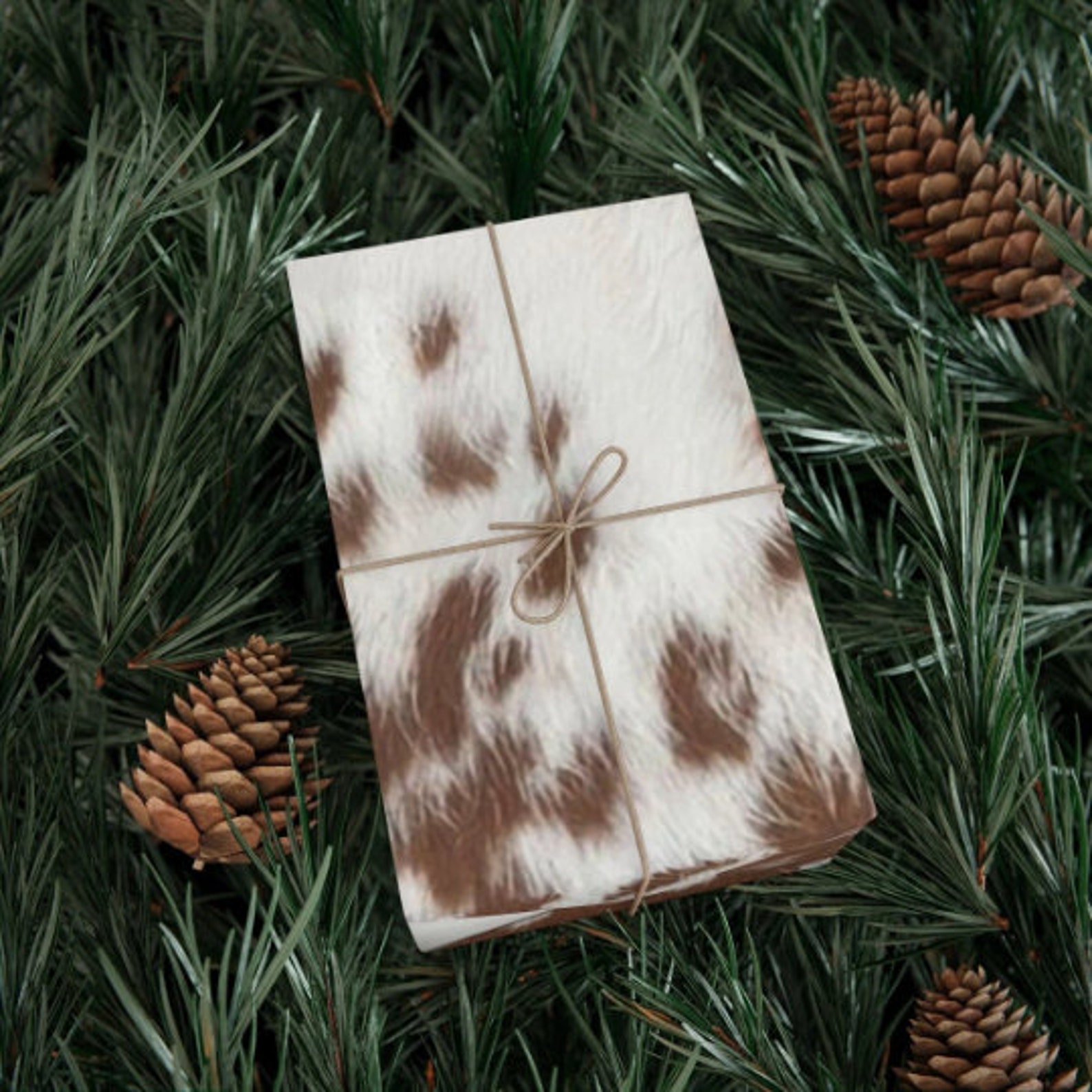 Wrapping Paper Western Wrapping Paper, Cowhide, Brown Cowhide, Cowboy