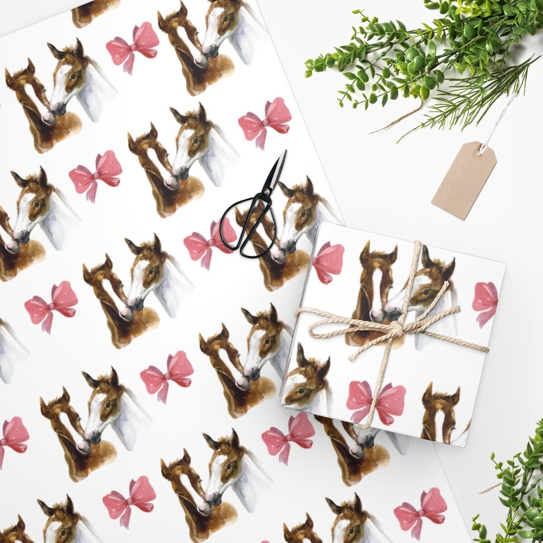 Wrapping Paper Christmas Horse, Horses, Western Christmas, Holiday