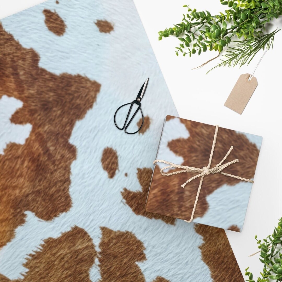 Wrapping Paper Cowhide Brown Cowhide Cowboy Cowboy Etsy