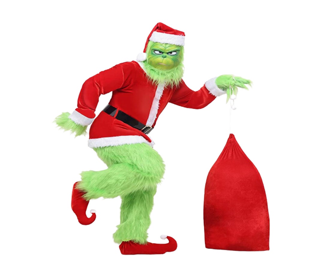 The Grinch Santa Mask and Gloves Green Monster Costume for Men - Etsy