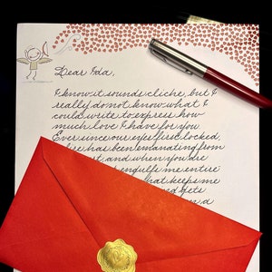 Carta de amor escrita a mano con caligrafía para San Valentín, regalo de aniversario