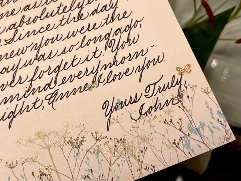 Custom Handwritten Calligraphy Love Letter for Valentines Day