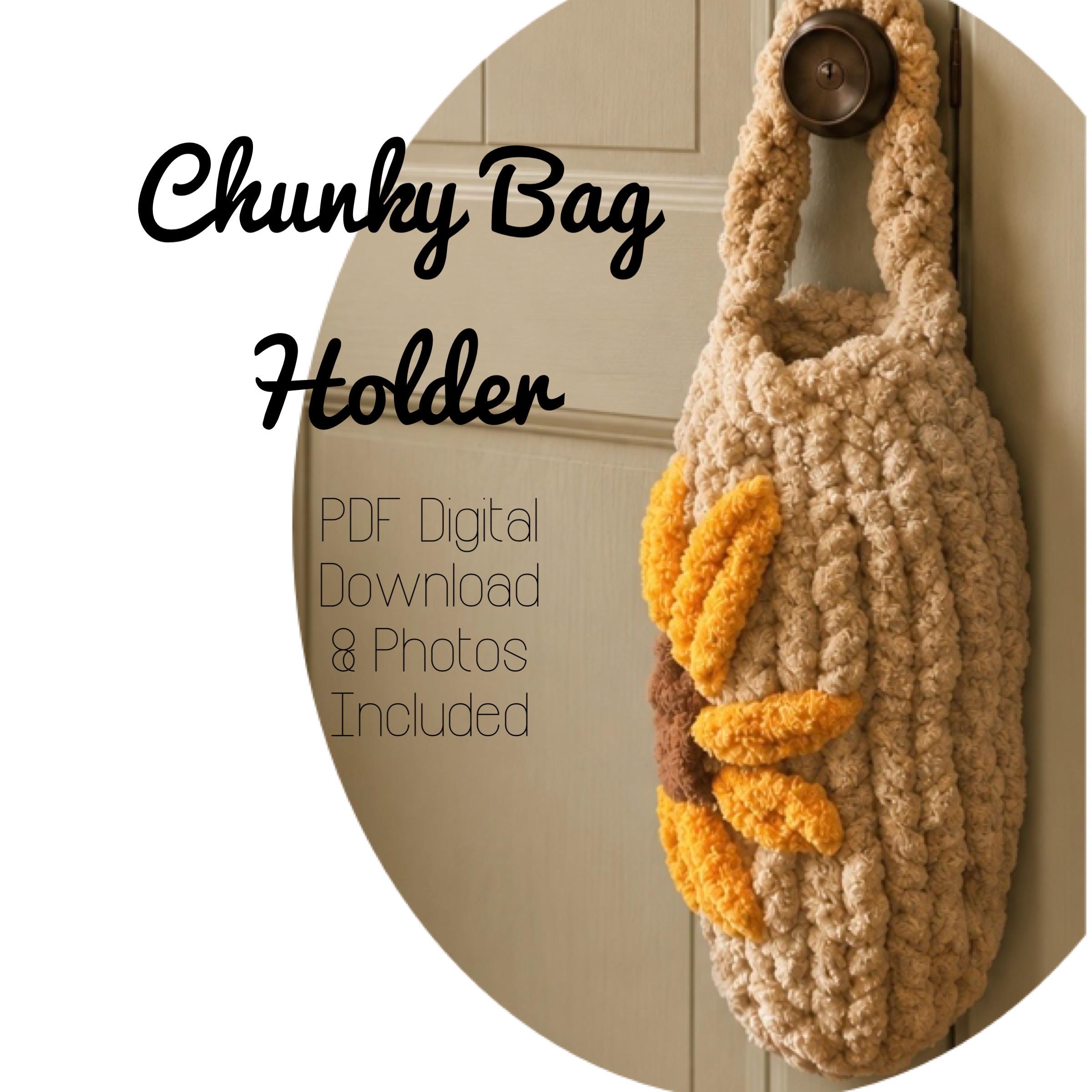12 Grocery Bag Holder Crochet Patterns to Keep Kitchen Storage Neat and Handy 7 Chunky Sunflower Bag Holder Pattern